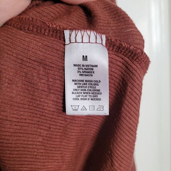 BRICK Red Seriously Soft Ribbed Long Sleeve V Neck - Picture 3 of 4